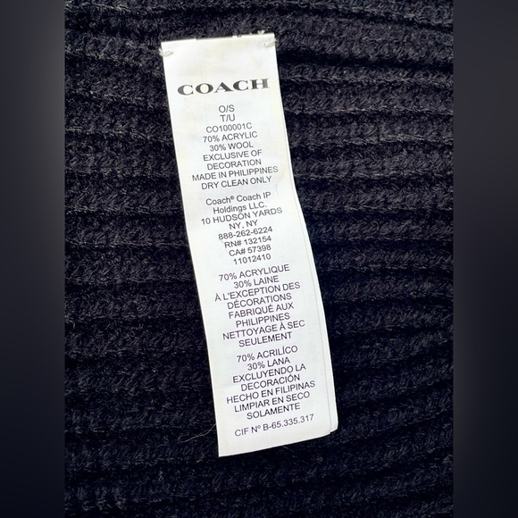 Coach Ribbed Black Beanie. - Picture 7 of 15
